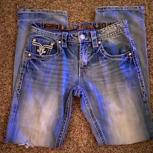 Distressed Mens Rock Revival Jerome straight jeans size 32